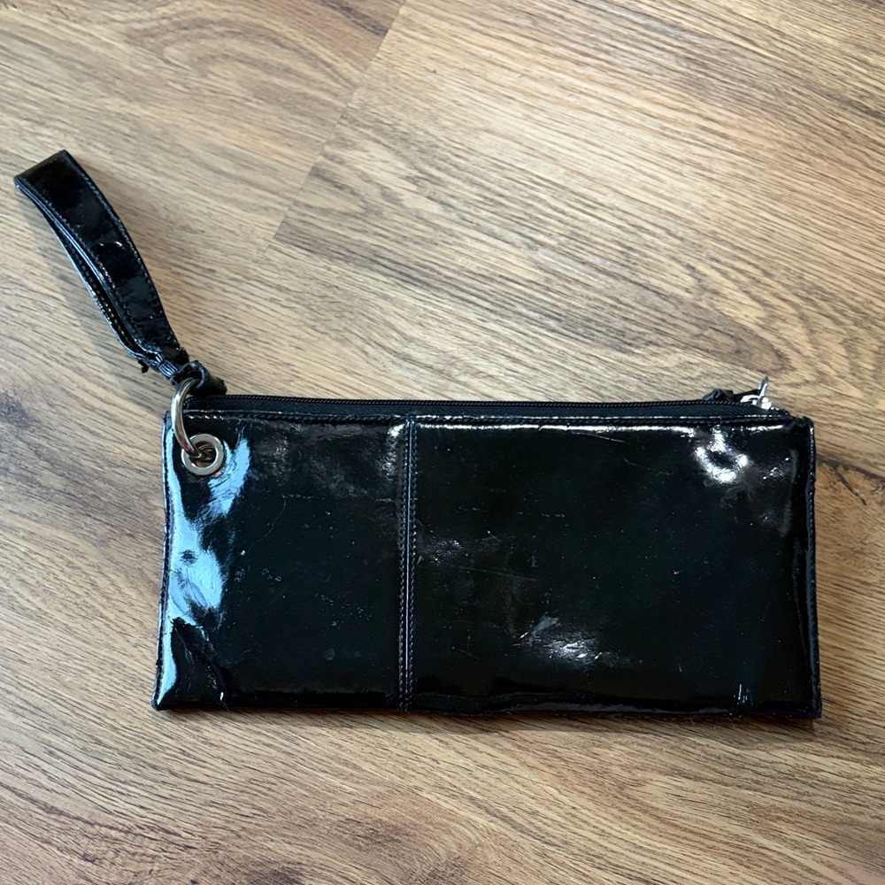 HOBO Black Patent Leather Wristlet